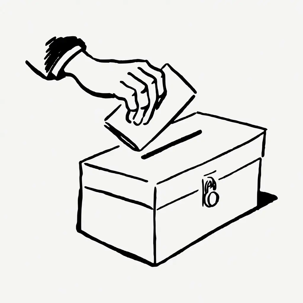 Hand voting drawing, election vintage